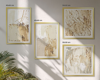 Wall art set Abstract patterns beige white