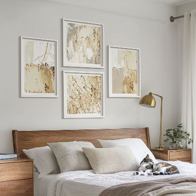 Wall art set Abstract patterns beige white