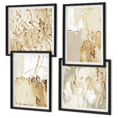 Wall art set Abstract patterns beige white