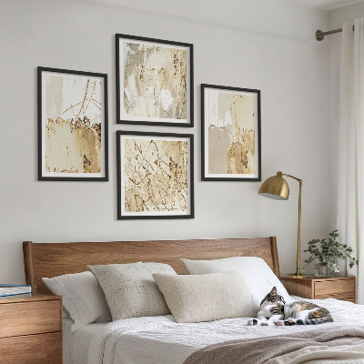 Wall art set Abstract patterns beige white