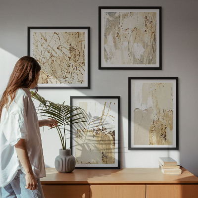 Wall art set Abstract patterns beige white