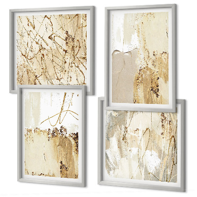 Wall art set Abstract patterns beige white