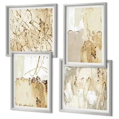 Wall art set with abstract patterns in beige and white