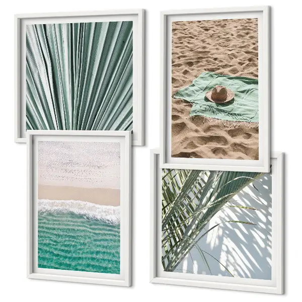 Holiday views beach and sea wall art set of 4 pieces