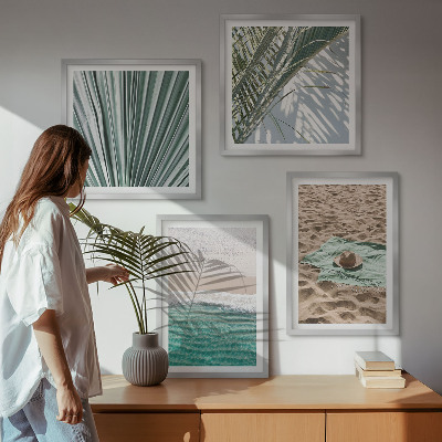 Set of 4 wall art pieces Holiday views beach sea