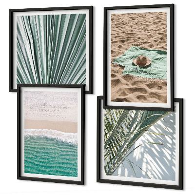 Set of 4 wall art pieces Holiday views beach sea