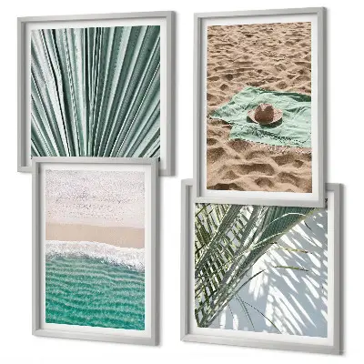 Holiday views beach and sea wall art set of 4 pieces