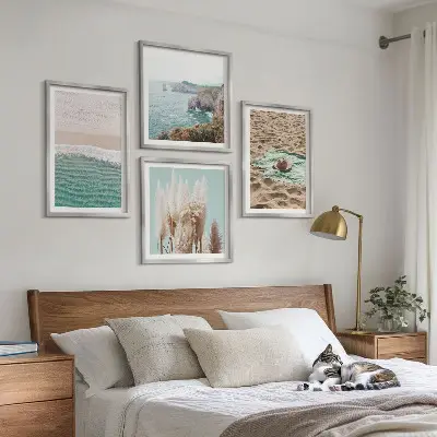 Beach waves grass hat wall decor multi-piece set