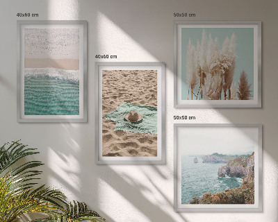Multi-piece wall decor set Beach waves grass hat