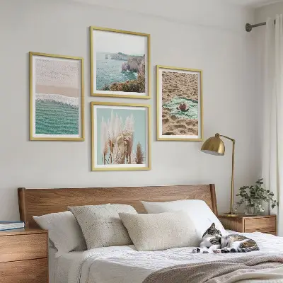 Beach waves grass hat wall decor multi-piece set