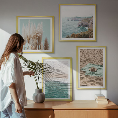 Multi-piece wall decor set Beach waves grass hat