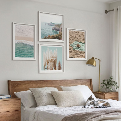 Multi-piece wall decor set Beach waves grass hat