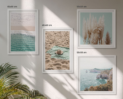 Multi-piece wall decor set Beach waves grass hat