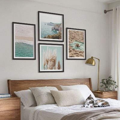 Multi-piece wall decor set Beach waves grass hat