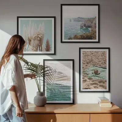 Beach waves grass hat wall decor multi-piece set