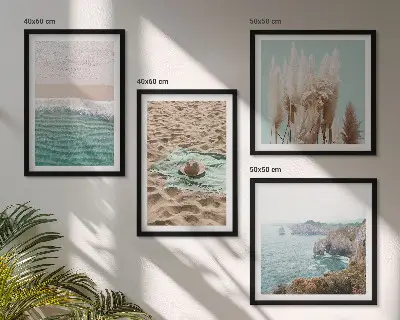 Beach waves grass hat wall decor multi-piece set