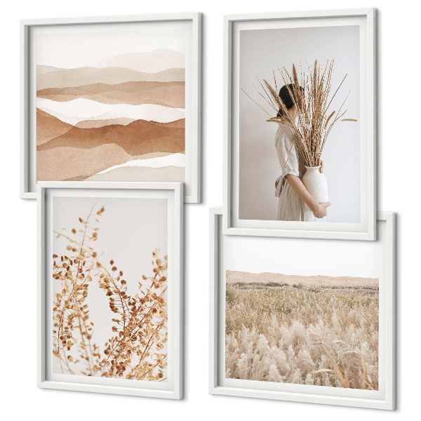 Wall art set Plant motifs boho style