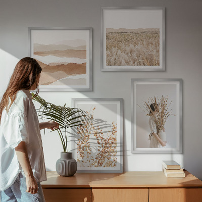 Wall art set Plant motifs boho style