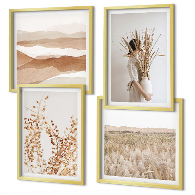 Wall art set Plant motifs boho style