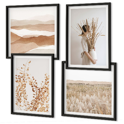 Wall art set Plant motifs boho style