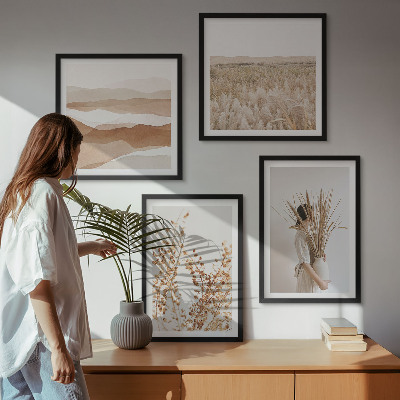 Wall art set Plant motifs boho style