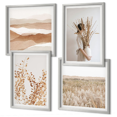 Wall art set Plant motifs boho style