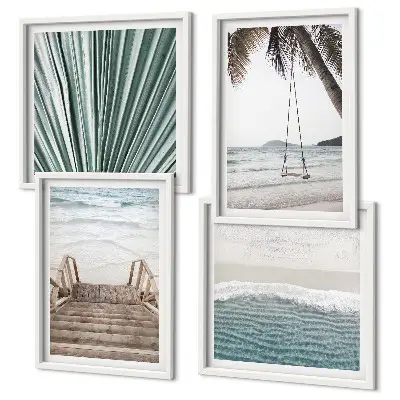 Tropical vacation wall art set of 4 pieces