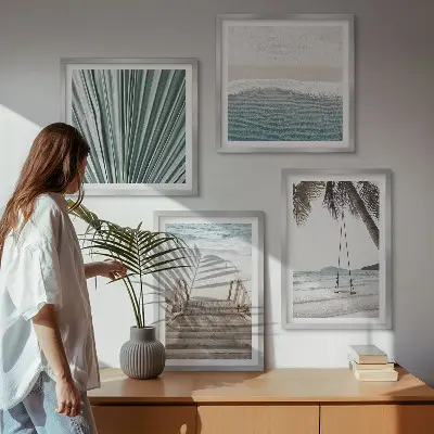 Tropical vacation wall art set of 4 pieces