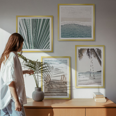Set of 4 wall art pieces Tropical vacation