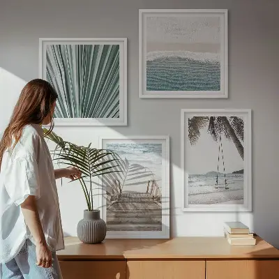 Tropical vacation wall art set of 4 pieces