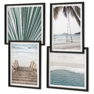 Set of 4 wall art pieces Tropical vacation