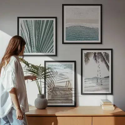 Tropical vacation wall art set of 4 pieces