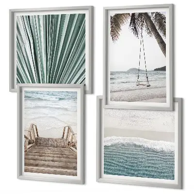 Tropical vacation wall art set of 4 pieces
