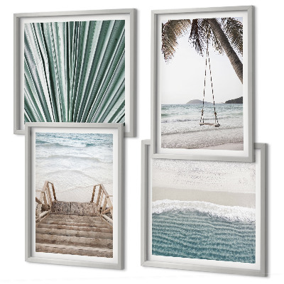 Set of 4 wall art pieces Tropical vacation