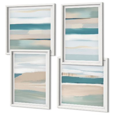 Set of 4 wall art pieces Abstract blue landscapes