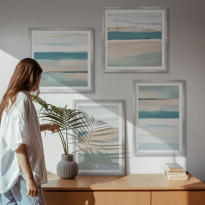 Set of 4 wall art pieces Abstract blue landscapes