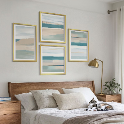 Set of 4 wall art pieces Abstract blue landscapes