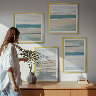 Set of 4 wall art pieces Abstract blue landscapes