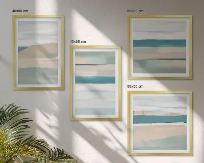 Abstract blue landscapes set of 4 wall art pieces