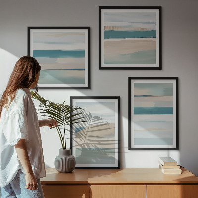 Set of 4 wall art pieces Abstract blue landscapes