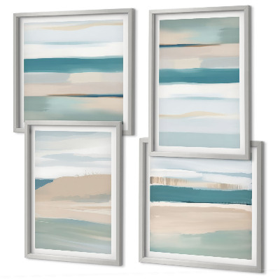 Set of 4 wall art pieces Abstract blue landscapes