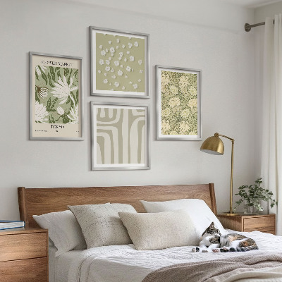Wall art set Boho plant pastel compositions