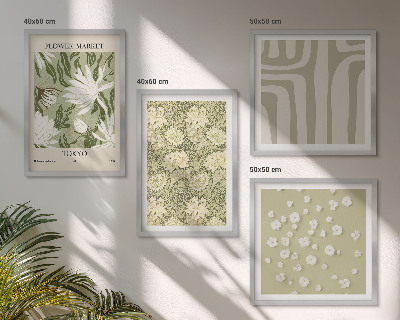 Wall art set Boho plant pastel compositions