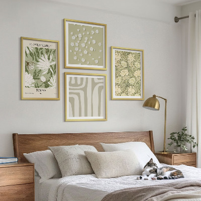 Wall art set Boho plant pastel compositions
