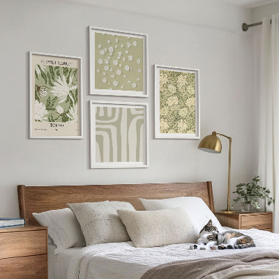 Wall art set Boho plant pastel compositions