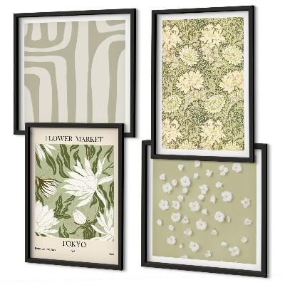 Wall art set Boho plant pastel compositions
