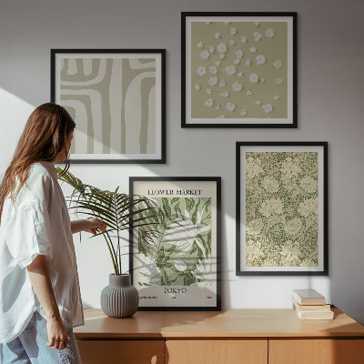 Wall art set Boho plant pastel compositions