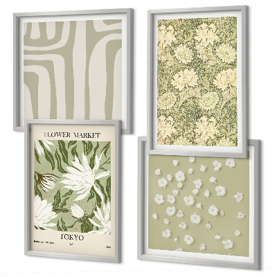 Wall art set Boho plant pastel compositions