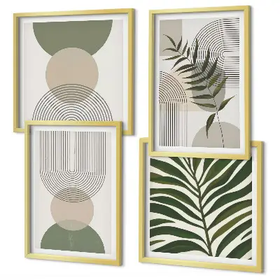 Abstract leaves boho wall art set of 4 pieces