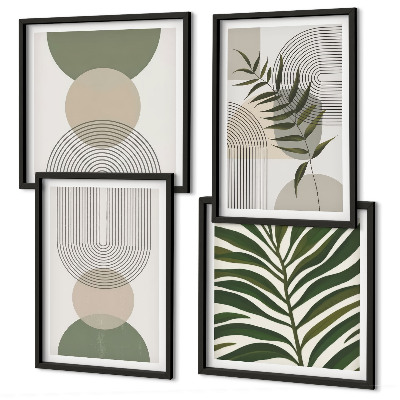 Set of 4 wall art pieces Abstract leaves boho style
